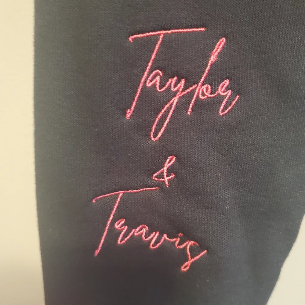 Taylor Swift Travis Kelce Love Story Embroidered Sweatshirt In Black Pink Size M - Picture 4 of 5